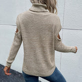 Melierter Rollkragenpullover mit Cut-outs